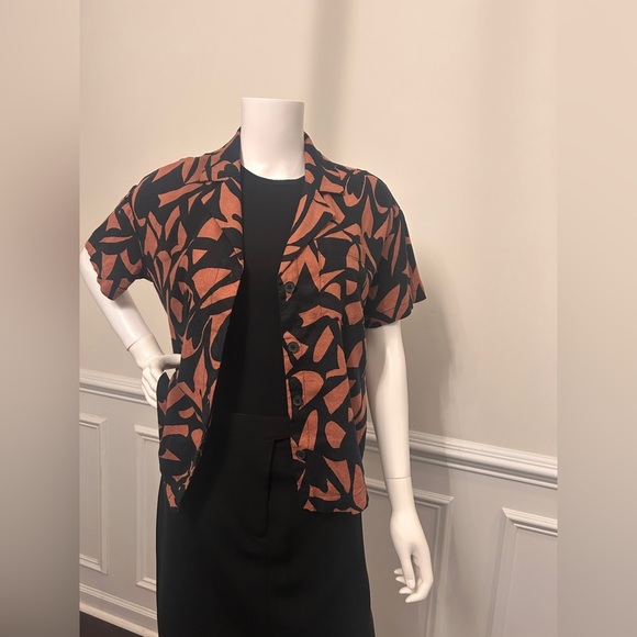 Women's Linen Short Sleeve Button Down Camp Shirt- A New Day Floral - Picture 10 of 14